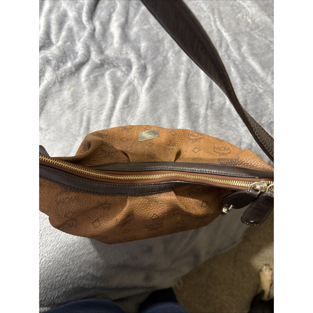 MCM Leather Brown Monogram Shoulder Hobo Handbag - Picture 9 of 16